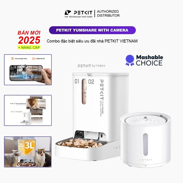 Combo máy ăn & máy nước kết nối app tiết kiệm nhà PETKIT